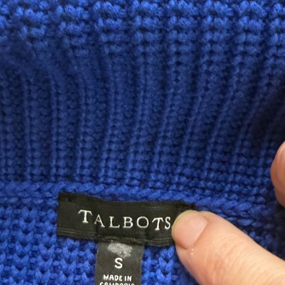 Talbots Women's Blue Sleeveless Turtleneck Sweater Tunic Top Size S Cotton Blend - Picture 9 of 10